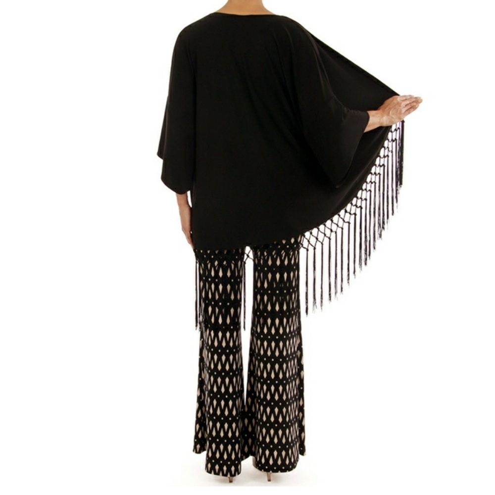 Joseph Ribkoff Black Fringe Kimono/Cover-Up - Picture 3 of 11
